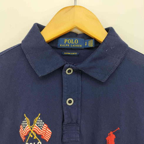 ポロラルフローレン POLO RALPH LAUREN CUSTOM SLIM FIT 星条旗 ポニー刺繍 ポロシャツ メンズ import:S