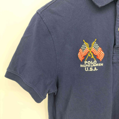 ポロラルフローレン POLO RALPH LAUREN CUSTOM SLIM FIT 星条旗 ポニー刺繍 ポロシャツ メンズ import:S