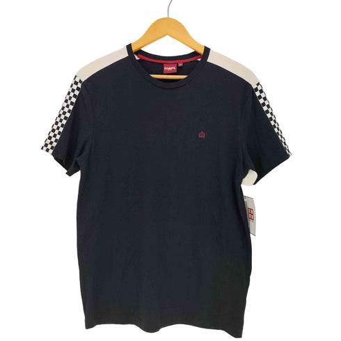 MERC LONDON フラッガーチェック切替 ロゴ刺繍 クルーネックTシャツ メンズ import:XS