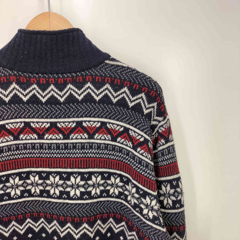 エディーバウアー Eddie Bauer ノルディック柄 ハーフボタン アクリル混 ウールニット メンズ JPN:XL