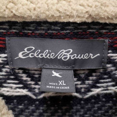 エディーバウアー Eddie Bauer ノルディック柄 ハーフボタン アクリル混 ウールニット メンズ JPN:XL
