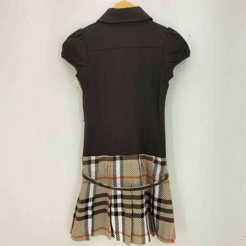 バーバリーブルーレーベル BURBERRY BLUE LABEL ロゴ刺繍 ドッキング ノバチェック ポロワンピース レディース JPN:36