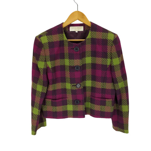 ニナリッチ NINA RICCI ノーカラーチェックジャケット レディース 11