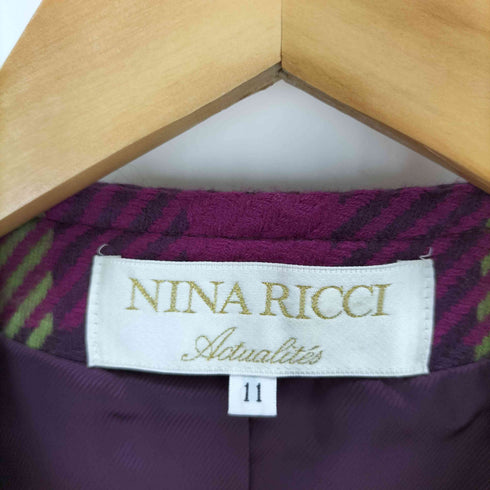 ニナリッチ NINA RICCI ノーカラーチェックジャケット レディース 11
