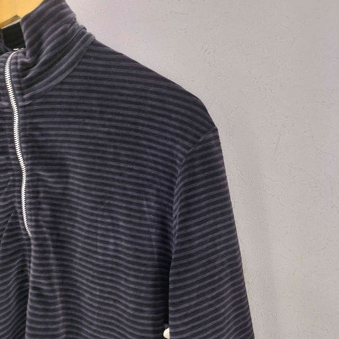 アワーレガシィー OUR LEGACY SHRUNKEN FULLZIP POLO ベロアボーダートラックジャケット メンズ 46
