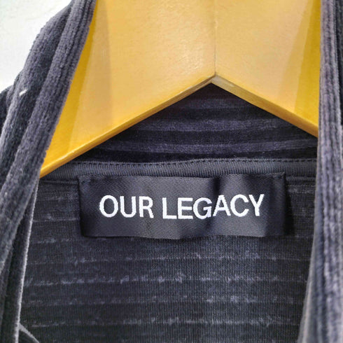 アワーレガシィー OUR LEGACY SHRUNKEN FULLZIP POLO ベロアボーダートラックジャケット メンズ 46