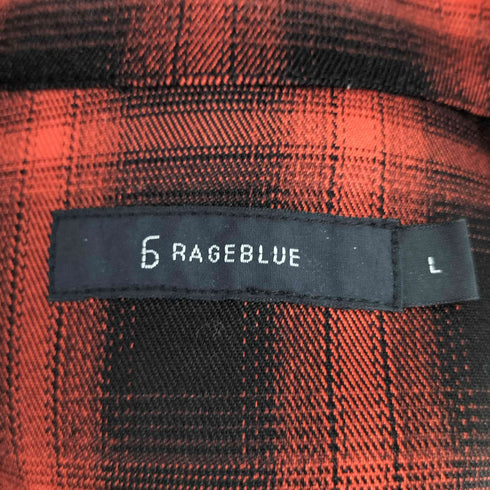 レイジブルー RAGEBLUE 胸元刺繍チェック L/S 開襟シャツ メンズ JPN:L