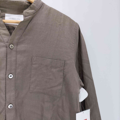 アーバンリサーチドアーズ URBAN RESEARCH DOORS Cotton Linen Voile Skipper Shirts リネン混 ノーカラー コットン L/S シャツ メンズ 38