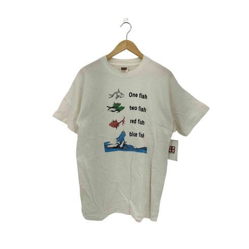 フルーツオブザルーム FRUIT OF THE LOOM 90s 二枚タグ USA製 Dr Seuss ドクタースース プリント クルーネック 半袖Tシャツ カットソー メンズ L