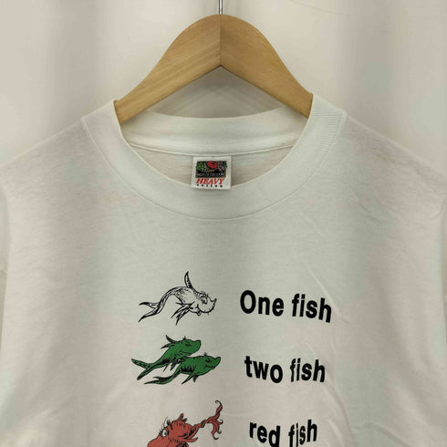 フルーツオブザルーム FRUIT OF THE LOOM 90s 二枚タグ USA製 Dr Seuss ドクタースース プリント クルーネック 半袖Tシャツ カットソー メンズ L