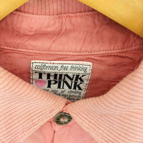 THINK PINK イタリア製 ワンポイントロゴ刺繍 クルーネック ポロ スウェット トレーナー メンズ 48