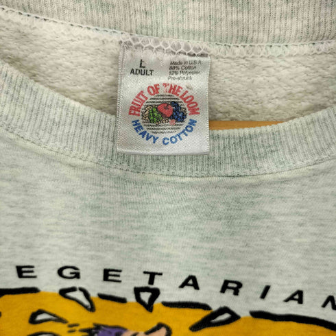 フルーツオブザルーム FRUIT OF THE LOOM 93年 USA製 ROCKFORD プリント クルーネックスウェット トレーナー メンズ L