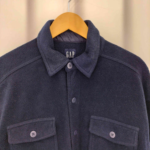 ギャップ Gap 90s OLD オールド 紺タグ フラップポケット フリース 長袖シャツ メンズ M