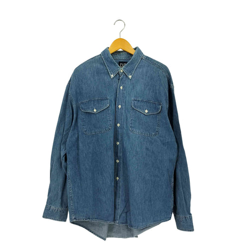 ギャップ Gap 90s OLD オールド 紺タグ USA製 フラップポケット BD 長袖デニムシャツ メンズ XL