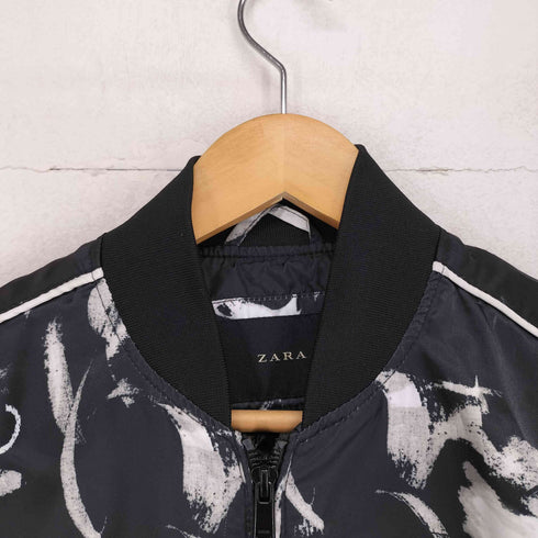 ザラ ZARA 総柄サテンジップブルゾン メンズ S