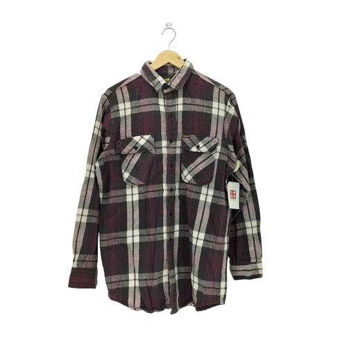 オシュコシュ OSHKOSH 90s USA製 フラップポケット マドラスチェック フランネルシャツ メンズ L