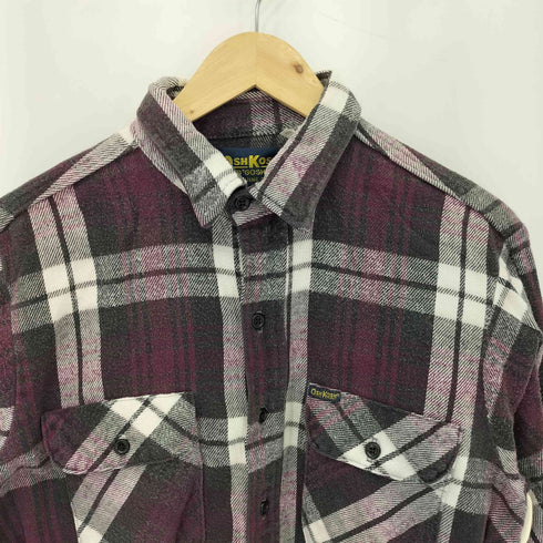 オシュコシュ OSHKOSH 90s USA製 フラップポケット マドラスチェック フランネルシャツ メンズ L