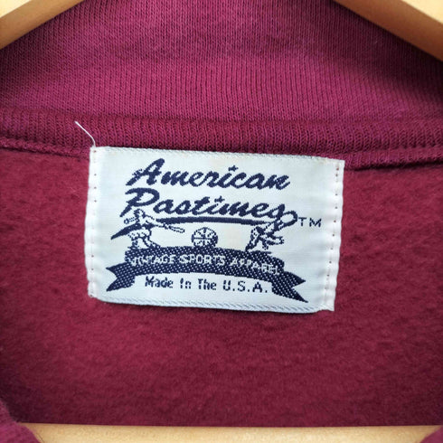 AMERICAN PASTIMES チームロゴハーフジップスウェット MADE IN USA メンズ