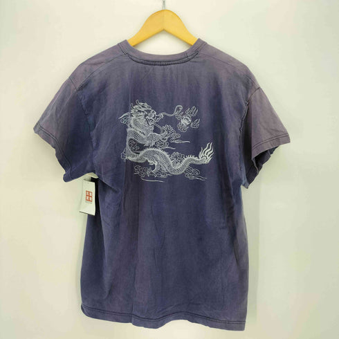 China vintage 龍 サンフェード ボックスフィット クルーネックTシャツ メンズ XXXL