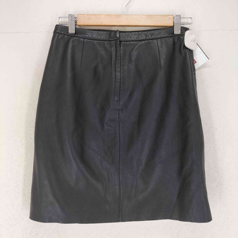 ビーシービージーマックスアズリア BCBG MAXAZRIA real leather ステッチデザインレザー台形スカート レディース 4