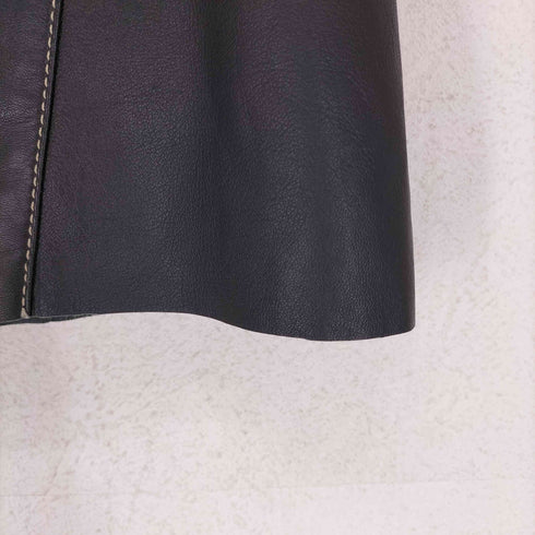 ビーシービージーマックスアズリア BCBG MAXAZRIA real leather ステッチデザインレザー台形スカート レディース 4