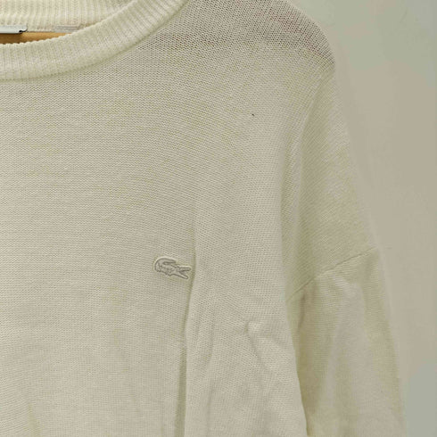 ラコステ LACOSTE 同色 ロゴ ワッペン コットン リネン ニット カットソー レディース FR:4