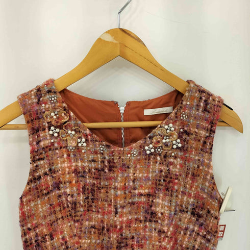 アベニールエトワール Aveniretoile ツイード ビジューデザイン ノースリーブ ワンピース レディース 34