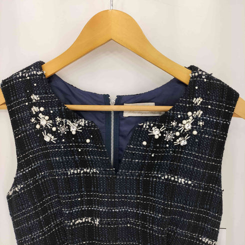 アベニールエトワール Aveniretoile ビジューデザイン ツイード ノースリーブワンピース レディース 36