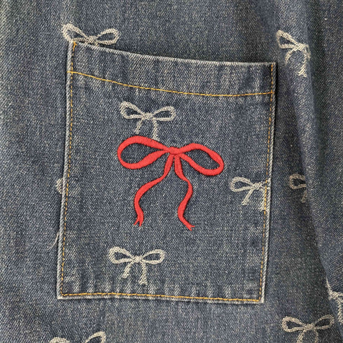 総柄デニム L/S シャツ レディース