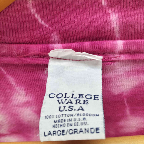 COLLEGE WARE 90S USA製 シングルステッチ タイダイ染め グラフィック S/S クルーネック Tシャツ メンズ import:L
