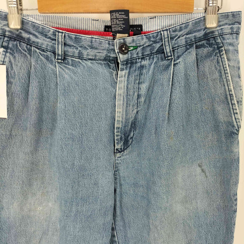 トミーヒルフィガー TOMMY HILFIGER 00S 裏地スレーキ ストライプ 2タック ワイド テーパード デニム パンツ メンズ 32/30