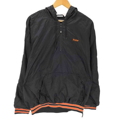 ホロウェイ HOLLOWAY 90S Peter 刺繍 裾ジップ バック プリント 裏地コットン ナイロン ハーフジップ アノラック パーカー メンズ import:L