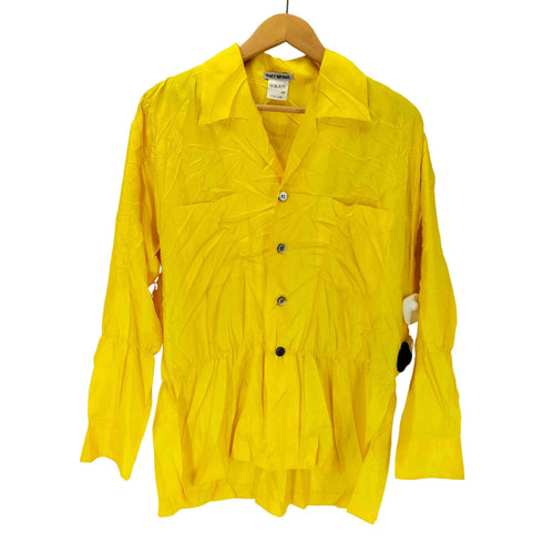 イッセイミヤケ ISSEY MIYAKE 90S 92AW 銀タグ archives シワ加工 プリーツ 開襟 オープンカラー シャツ ブラウス レディース JPN:M
