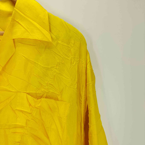 イッセイミヤケ ISSEY MIYAKE 90S 92AW 銀タグ archives シワ加工 プリーツ 開襟 オープンカラー シャツ ブラウス レディース JPN:M