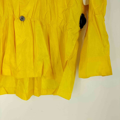 イッセイミヤケ ISSEY MIYAKE 90S 92AW 銀タグ archives シワ加工 プリーツ 開襟 オープンカラー シャツ ブラウス レディース JPN:M