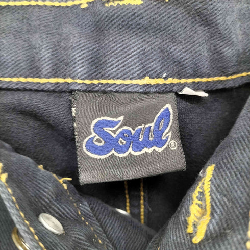 soul 90s- ポケット刺繍カラーステッチバギーショーツ street メンズ 32