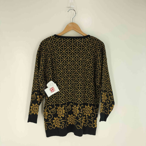 CAMPUS CASUALS 切替 花 総柄 クルーネック ニット レディース import:L