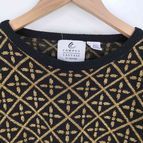 CAMPUS CASUALS 切替 花 総柄 クルーネック ニット レディース import:L