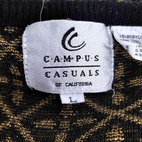 CAMPUS CASUALS 切替 花 総柄 クルーネック ニット レディース import:L