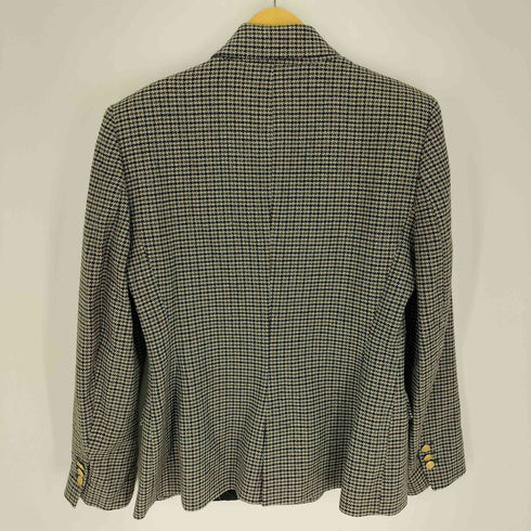 ザラ ZARA Houndstooth Tweed Blazer Gold Buttons 千鳥格子 金釦 ダブルブレスト ツイード ジャケット レディース import:L