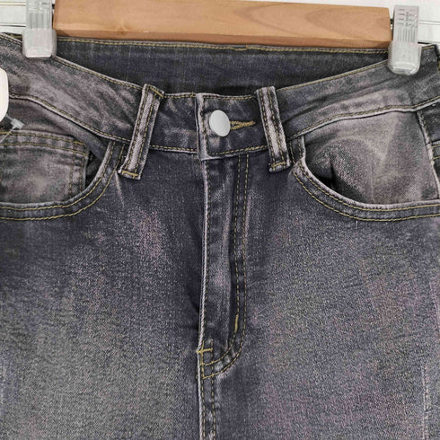 ヴィンテージ加工 シャーリング フレアデニムパンツ レディース JPN:XS
