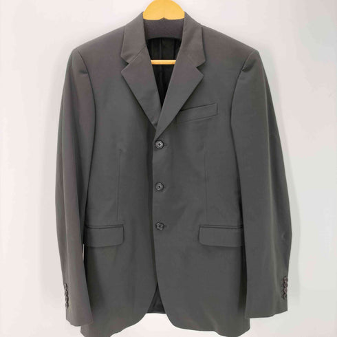 プラダ PRADA 00S イタリア製 センターベント 3B ポリ テーラード ジャケット センタープレス スラックス パンツ スーツ セットアップ メンズ 46