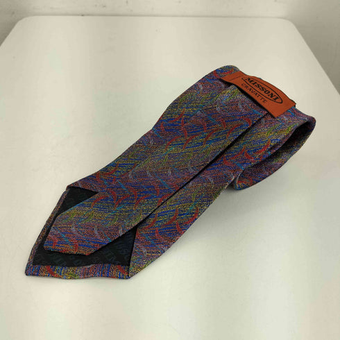 ミッソーニ MISSONI 総柄 マルチカラー シルクネクタイ メンズ