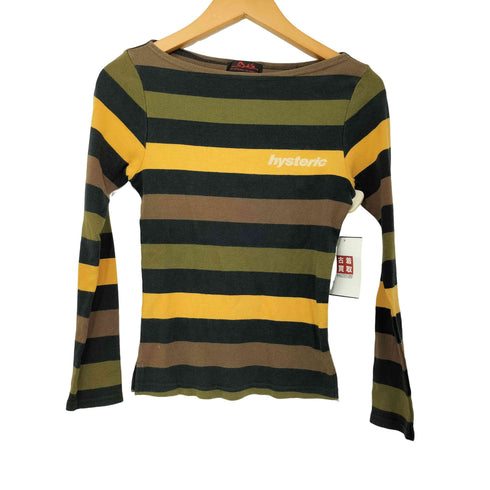 ヒステリックグラマー HYSTERIC GLAMOUR 00S y2k ボーダー柄 ロゴプリント ロングスリーブTシャツ レディース FREE