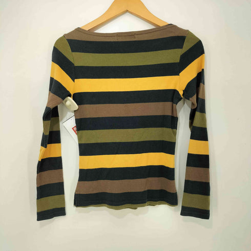 ヒステリックグラマー HYSTERIC GLAMOUR 00S y2k ボーダー柄 ロゴプリント ロングスリーブTシャツ レディース FREE