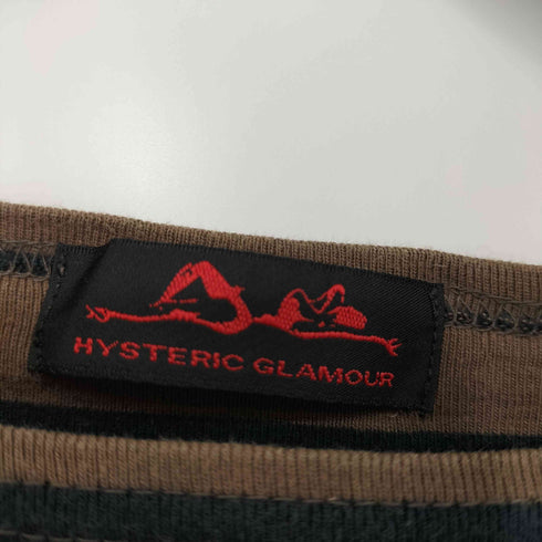 ヒステリックグラマー HYSTERIC GLAMOUR 00S y2k ボーダー柄 ロゴプリント ロングスリーブTシャツ レディース FREE