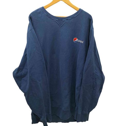 ペプシコーラ PEPSI COLA 90-00S ARAMARK ロゴ 刺繍 前Vガゼット リバースィーブ 型 スウェット ビッグサイズ メンズ import:XXL