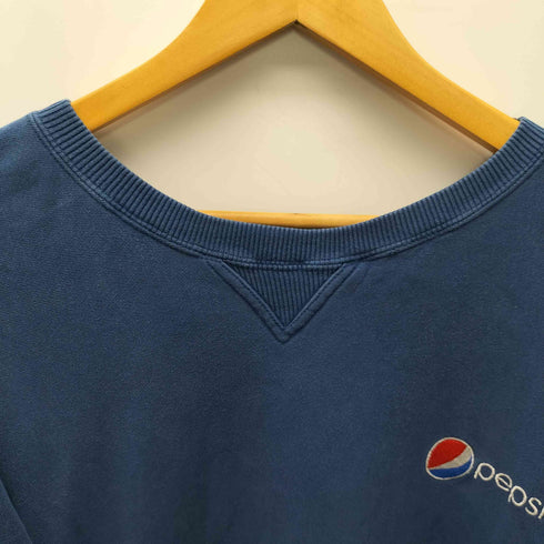 ペプシコーラ PEPSI COLA 90-00S ARAMARK ロゴ 刺繍 前Vガゼット リバースィーブ 型 スウェット ビッグサイズ メンズ import:XXL