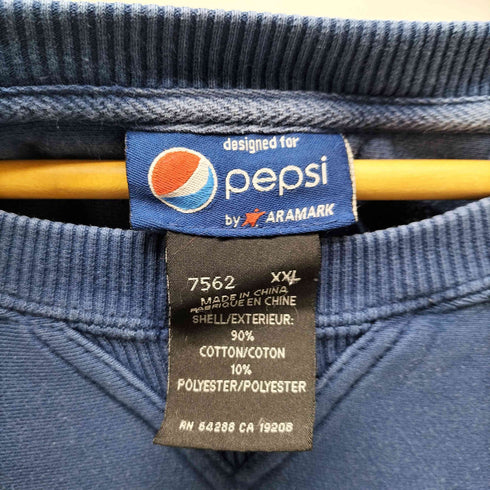 ペプシコーラ PEPSI COLA 90-00S ARAMARK ロゴ 刺繍 前Vガゼット リバースィーブ 型 スウェット ビッグサイズ メンズ import:XXL