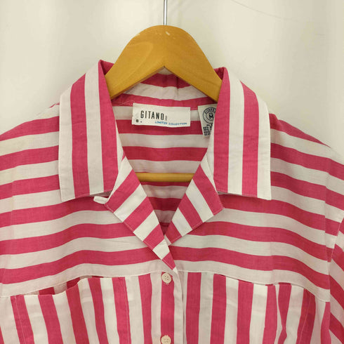 ジターノ GitaNo 90s LIMITED COLLECTION 開襟 ストライプ 切替 シャツ レディース import:M